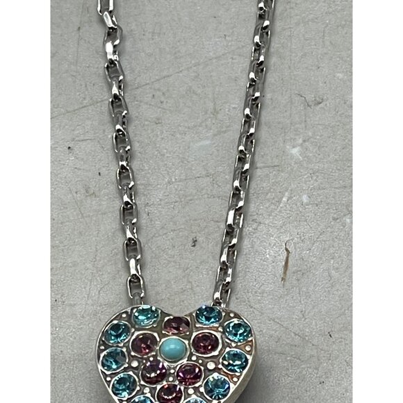 Mariana charm chain necklace handmade crystal green heart hand fish 19 READ NEW - Picture 5 of 7